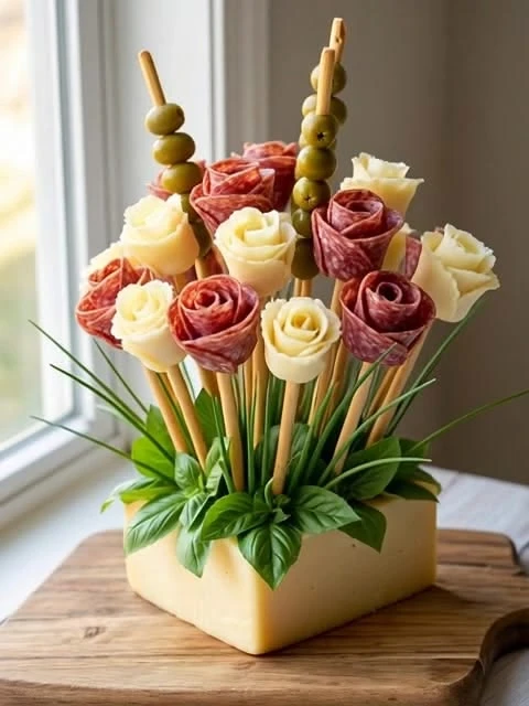 Bouquet Gourmet "Astra Bloom"🌹🧀 (El ramo que no se marchita, se disfruta bocado a bocado)'s foto | Floristería Yadislin Fleurs 🌺 |  BizneCubano